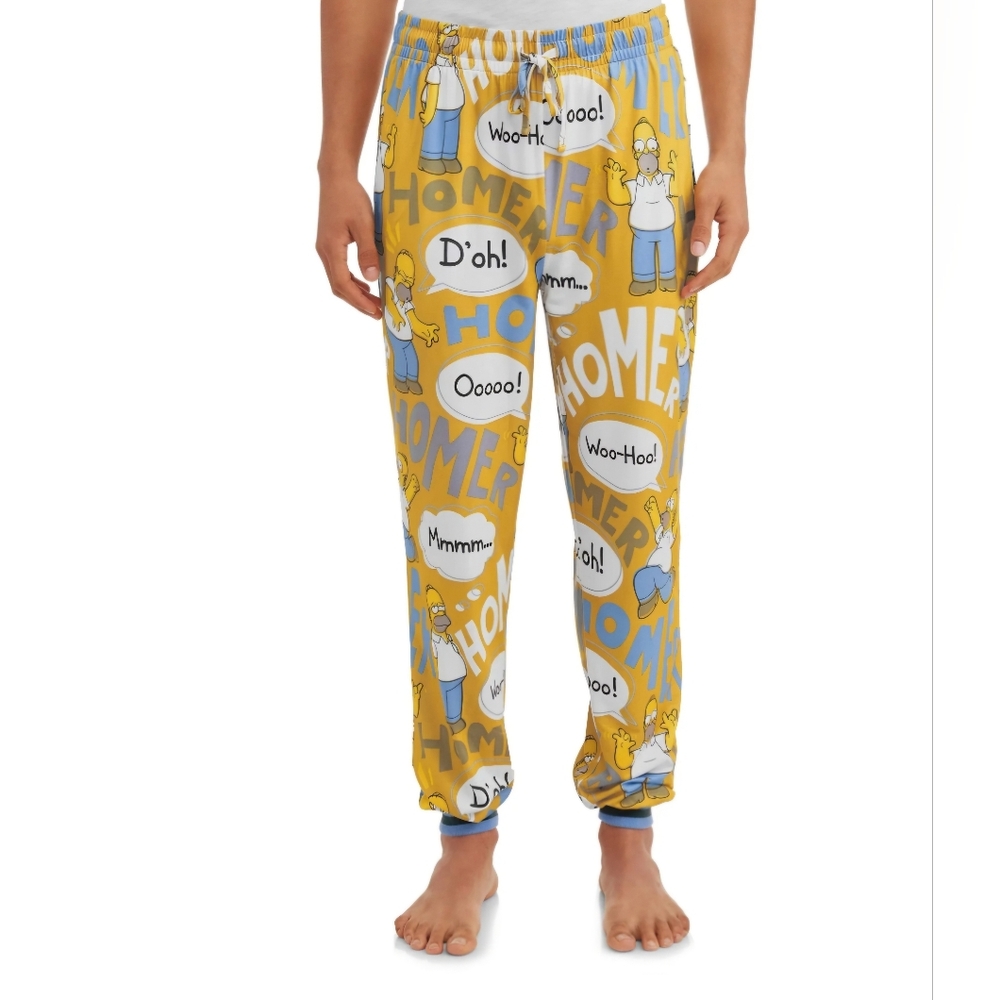 The Simpsons Men's Homer Simpson Signature Phrases Jogger Pajama Pants Sz Small
